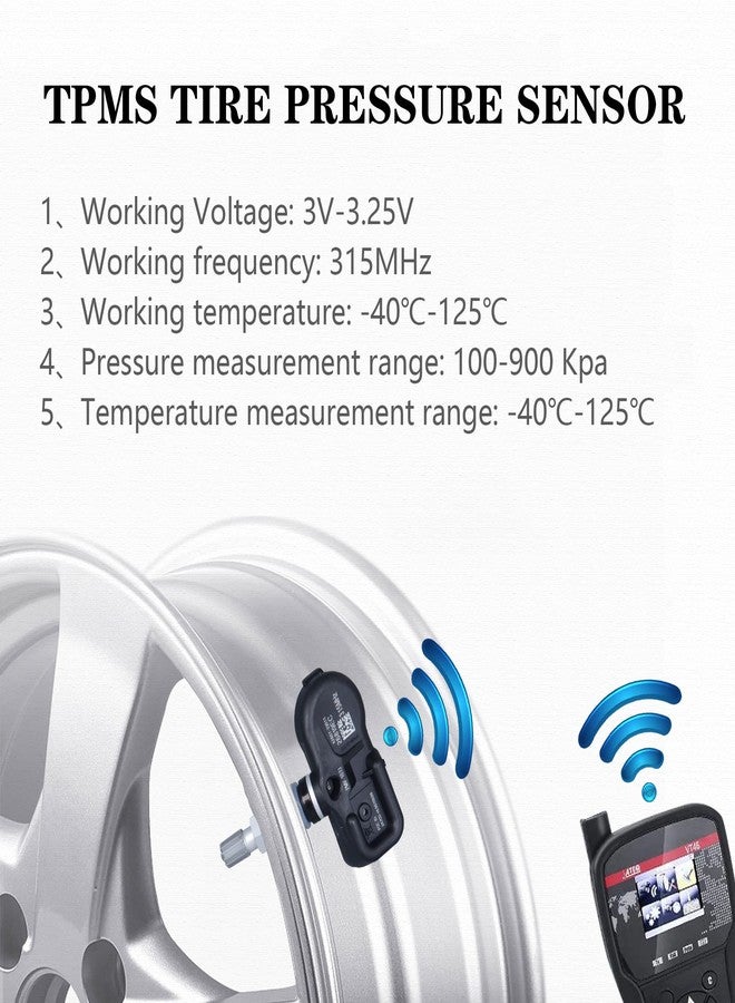 AdvanEX مستشعر ضغط الإطارات AdvanEX، بتردد 315 ميجاهرتز، متوافق مع نظام مراقبة ضغط الإطارات TPMS، مناسب لسيارات تويوتا وسيون ولكزس، ويحل محل الأرقام الأصلية 42607-33021 وPMV-107J و42607-06011 - Image 4